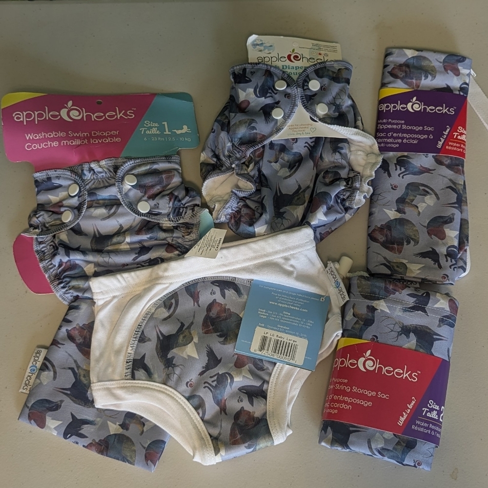 AppleCheeks Lot of 6 Items, Diaper, Swim Diaper NEW